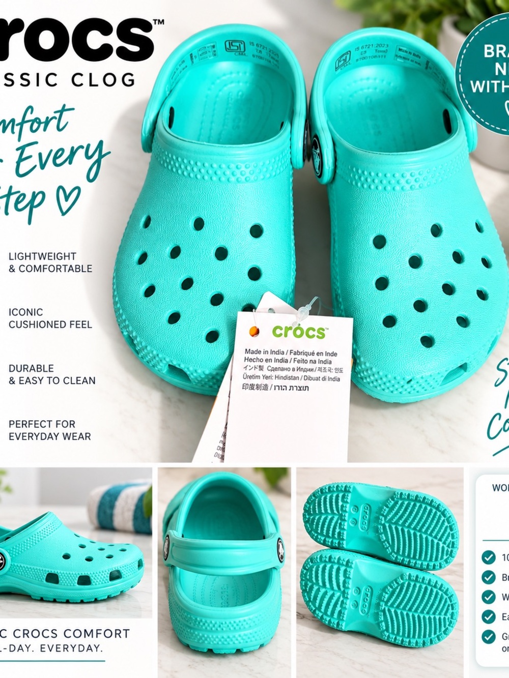 CROCS Kids Classic Clog in Turquoise